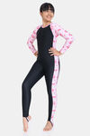 Zivame Girls Swim Colour-Block Swimsuit - Hot Floral Pink — thumbnail 4